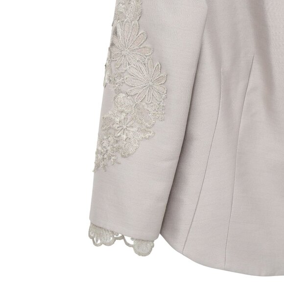 NWT Craig Signer Lined Gray Lace Flower Applique Evening Jacket - Picture 3 of 6